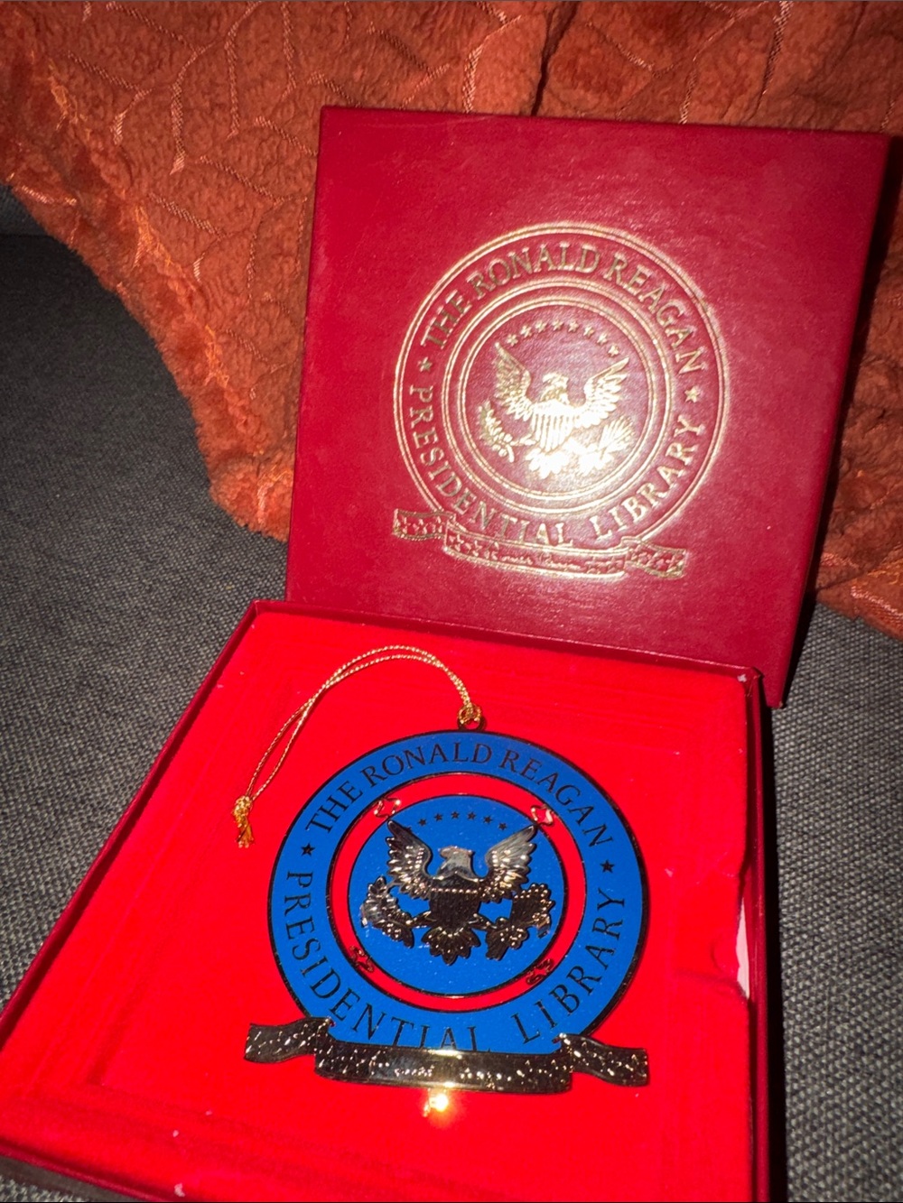 Vintage The Ronald Reagan Presidential Library Collector Ornament & Box